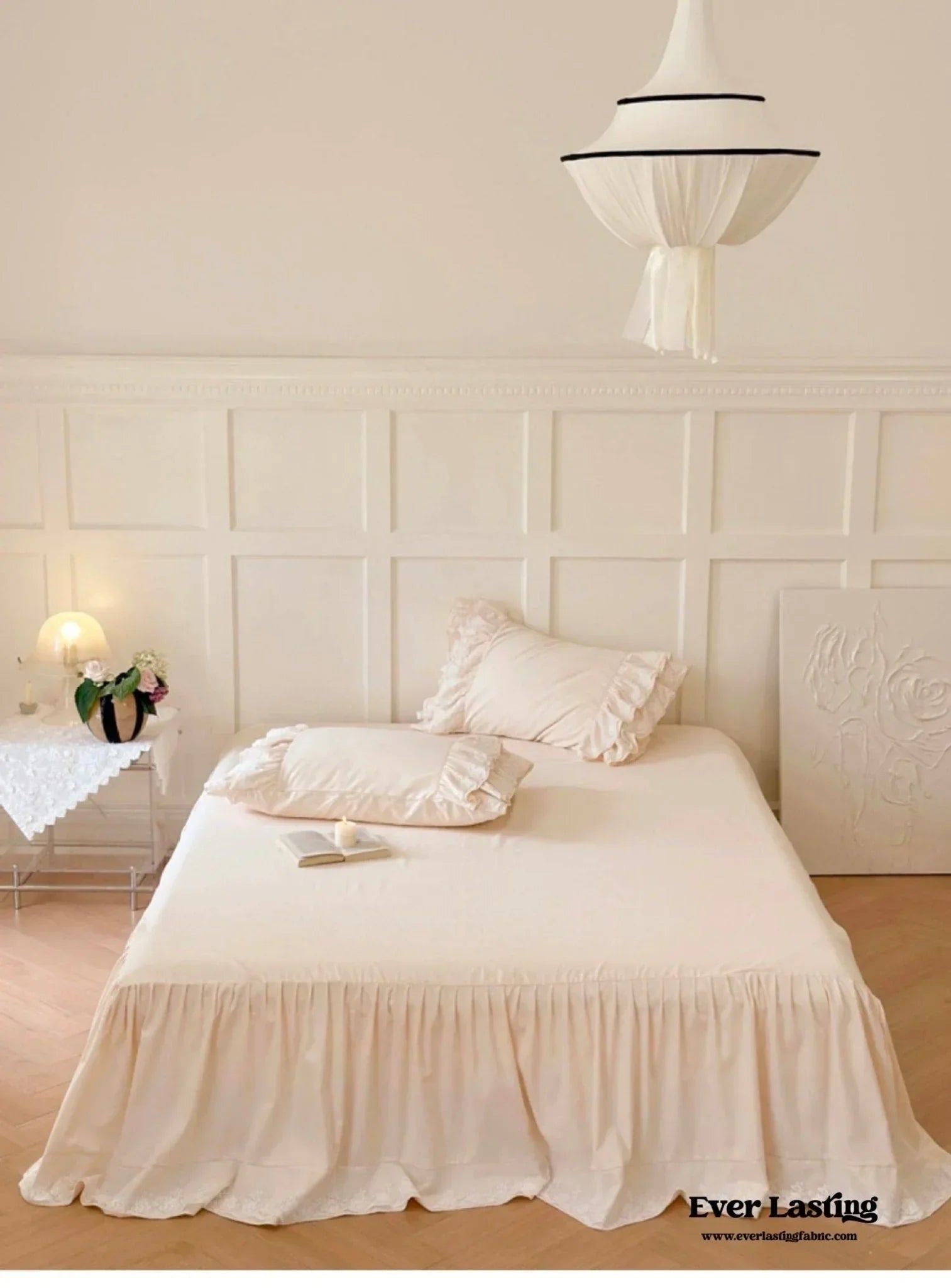 Double Lace Coquette Ruffle Bedding Set / Baby Pink Ever Lasting