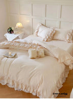 Double Lace Coquette Ruffle Bedding Set / Baby Pink Ever Lasting