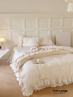 Double Lace Coquette Ruffle Bedding Set / Baby Pink Ever Lasting