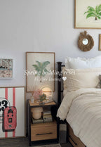 Esme French Linen Cotton Embroidered Floral Bedding Set / White Ever Lasting