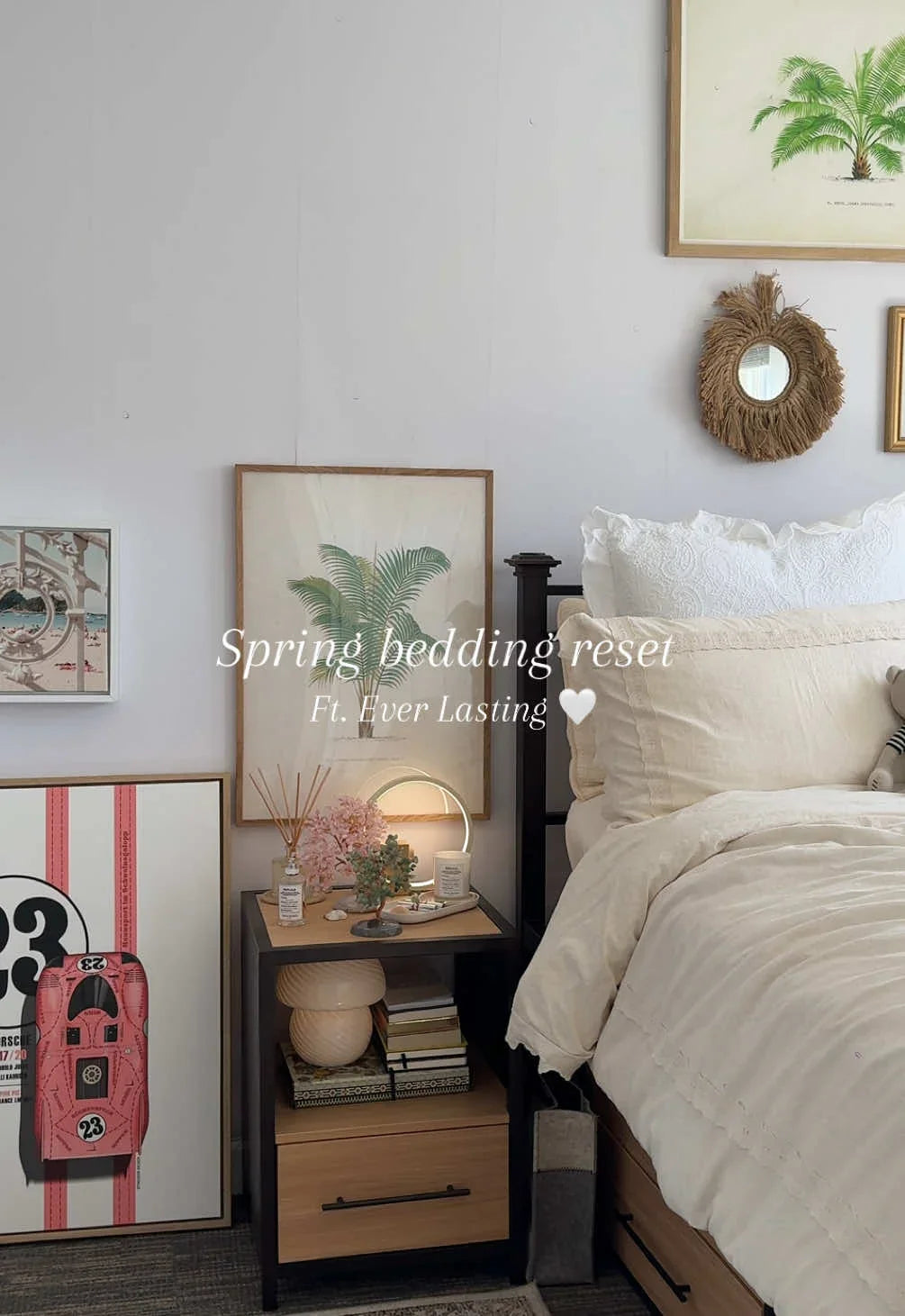 Esme French Linen Cotton Embroidered Floral Bedding Set / White Ever Lasting