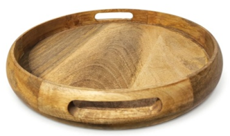 round wooden serving tray mango wood natural finish kitchen decor