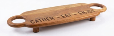 gather eat enjoy engraved wooden platter mango wood long serving board