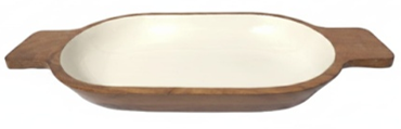 mango wood boat serving tray enamel finish handcrafted India kitchen