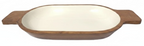 mango wood boat serving tray enamel finish handcrafted India kitchen