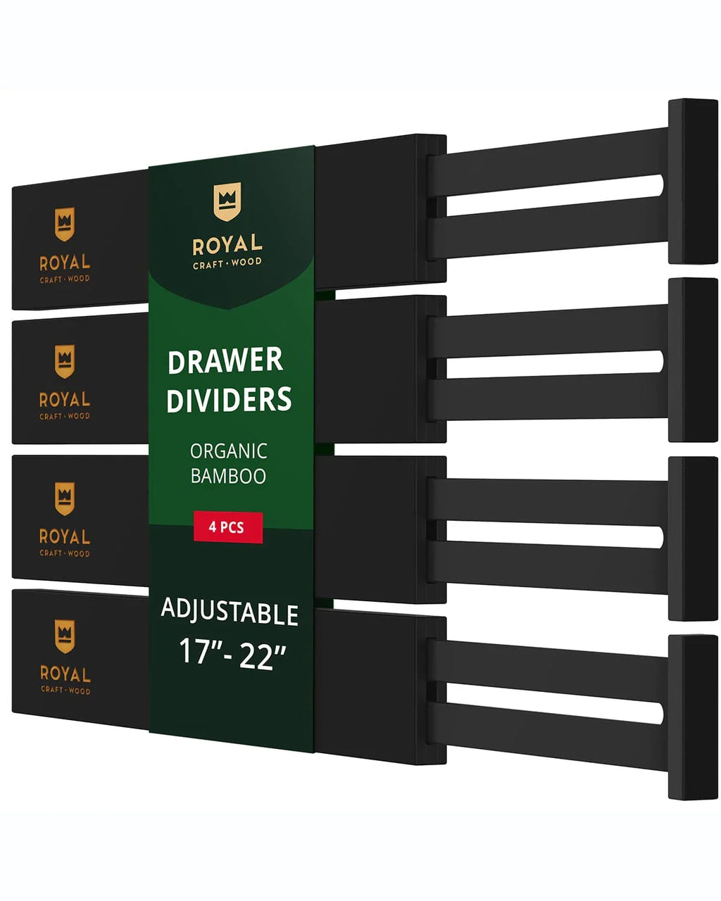 Drawer Dividers 22”, Black Royal Craft Wood