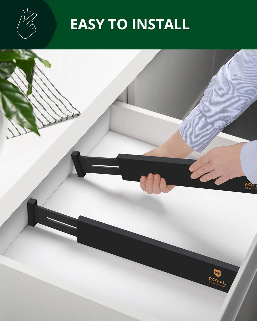 Drawer Dividers 22”, Black Royal Craft Wood