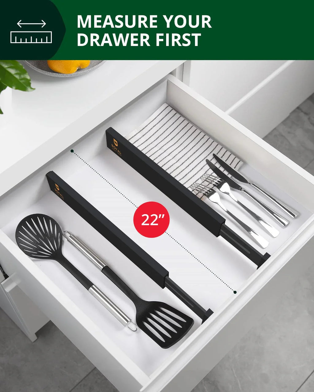 Drawer Dividers 22”, Black Royal Craft Wood