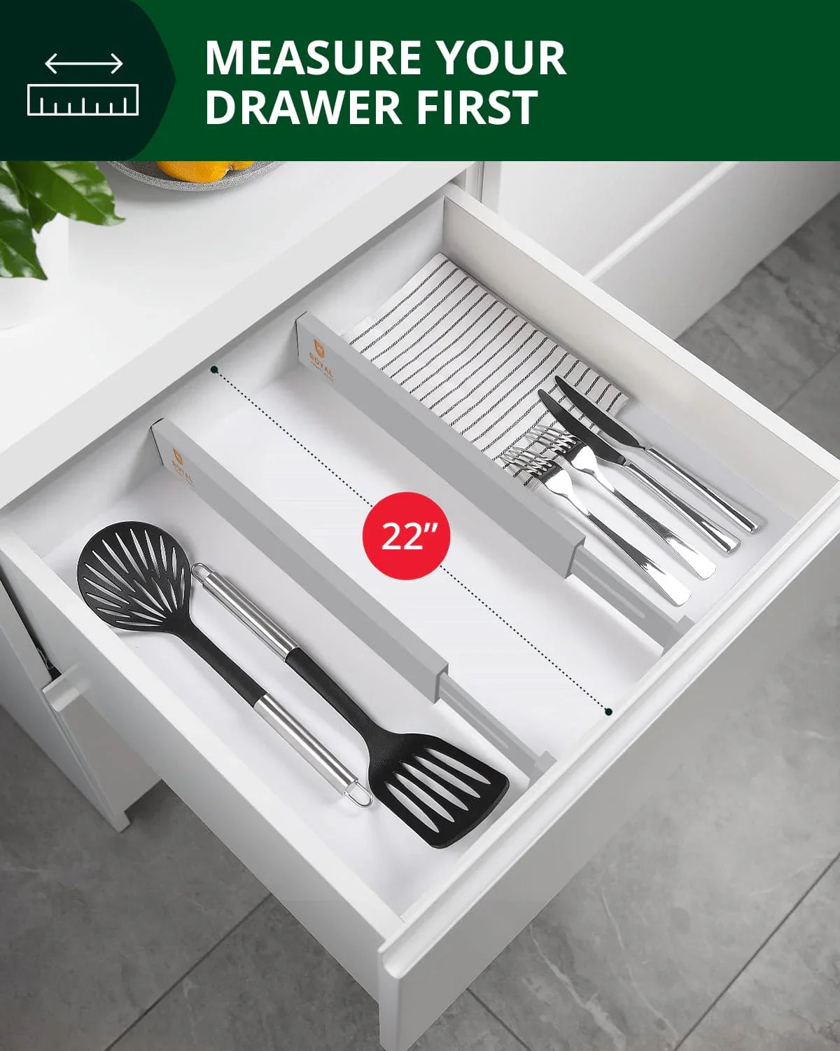 Drawer Dividers 22”, Gray Royal Craft Wood