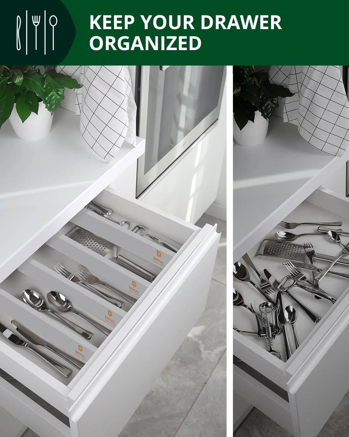 Drawer Dividers 22”, Gray Royal Craft Wood