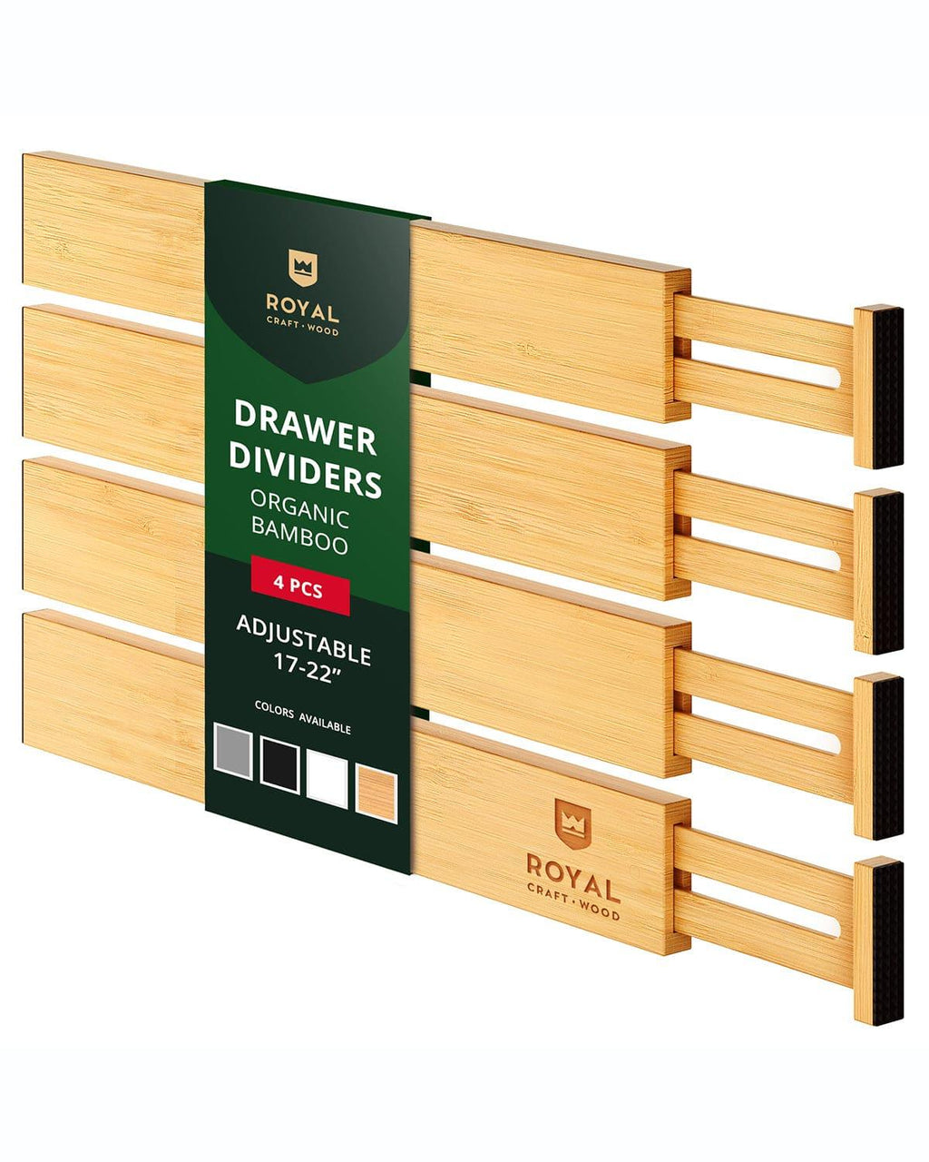 Drawer Dividers 22”, Natural Royal Craft Wood