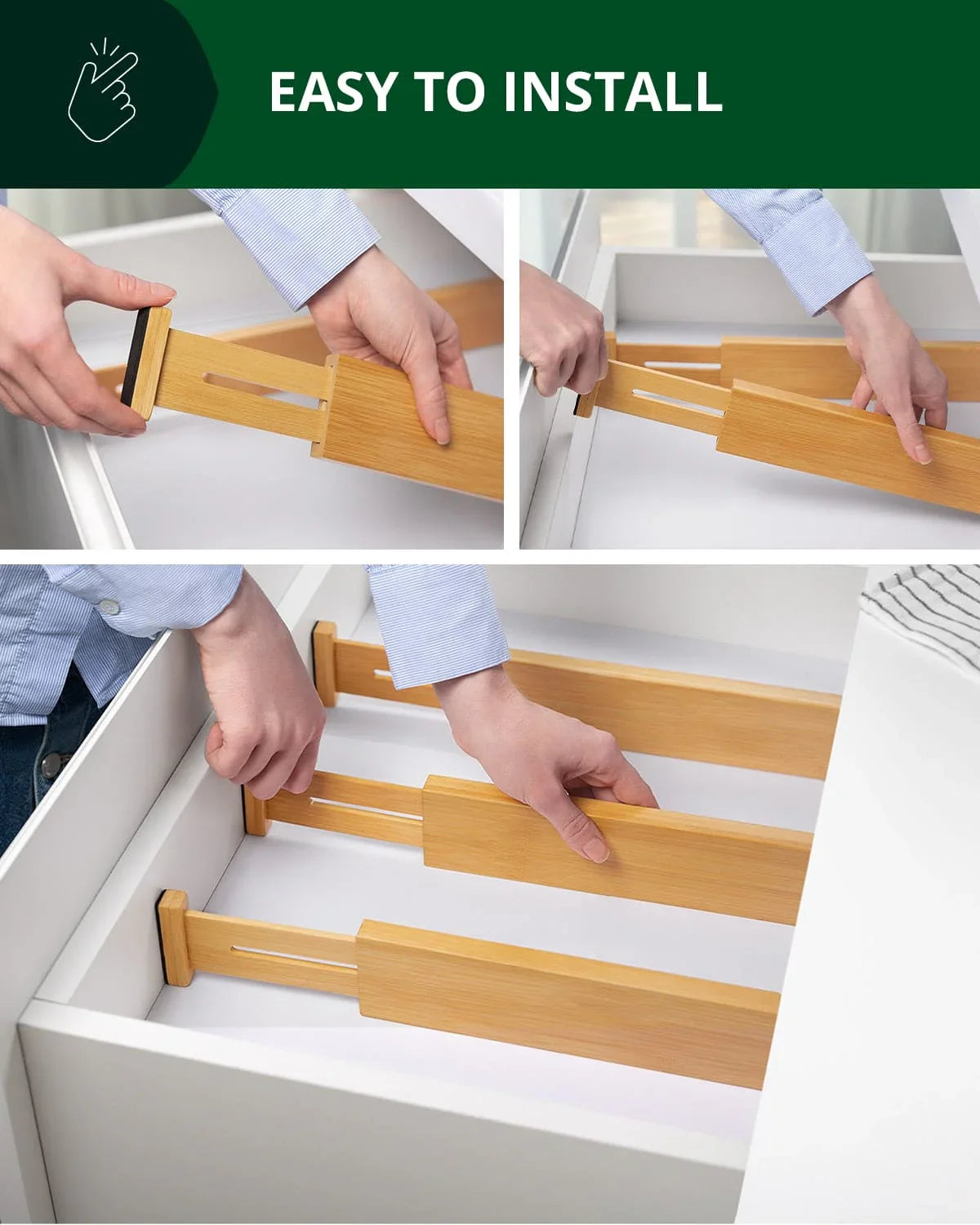 Drawer Dividers 22”, Natural Royal Craft Wood