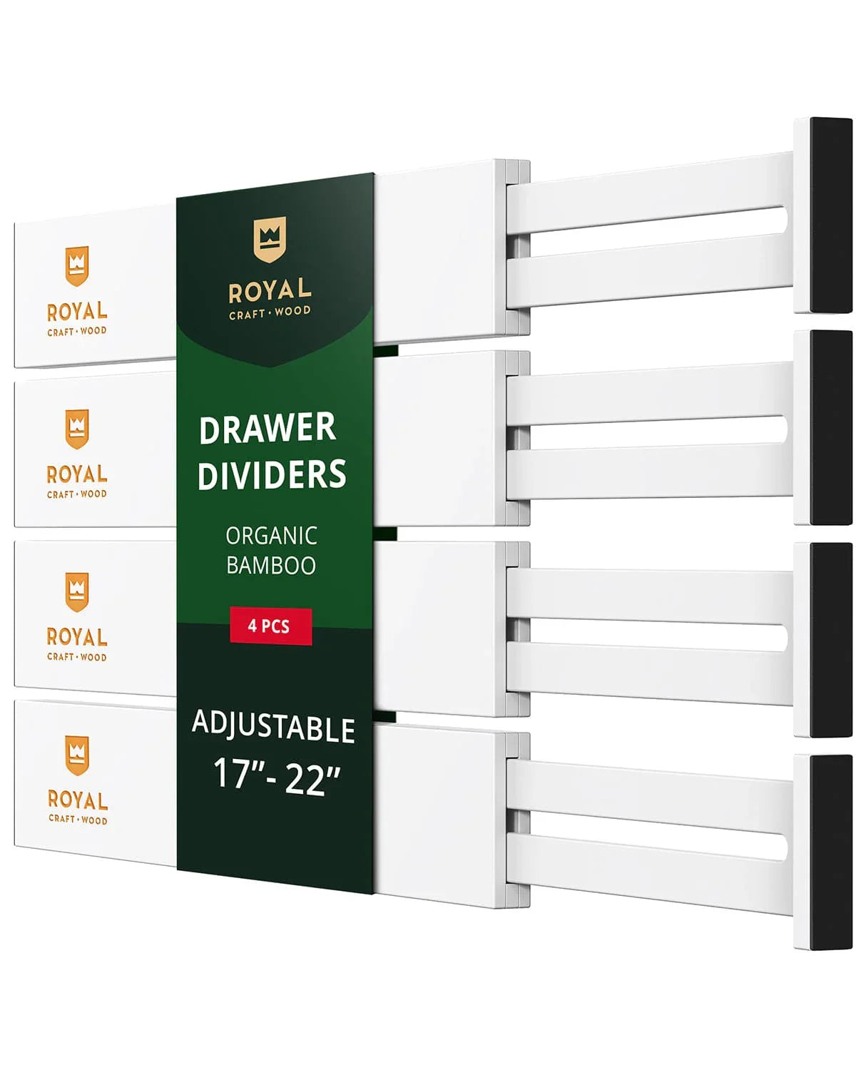 Drawer Dividers 22”, White Royal Craft Wood