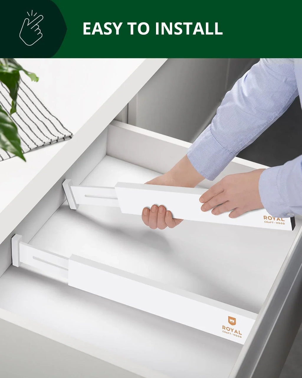 Drawer Dividers 22”, White Royal Craft Wood
