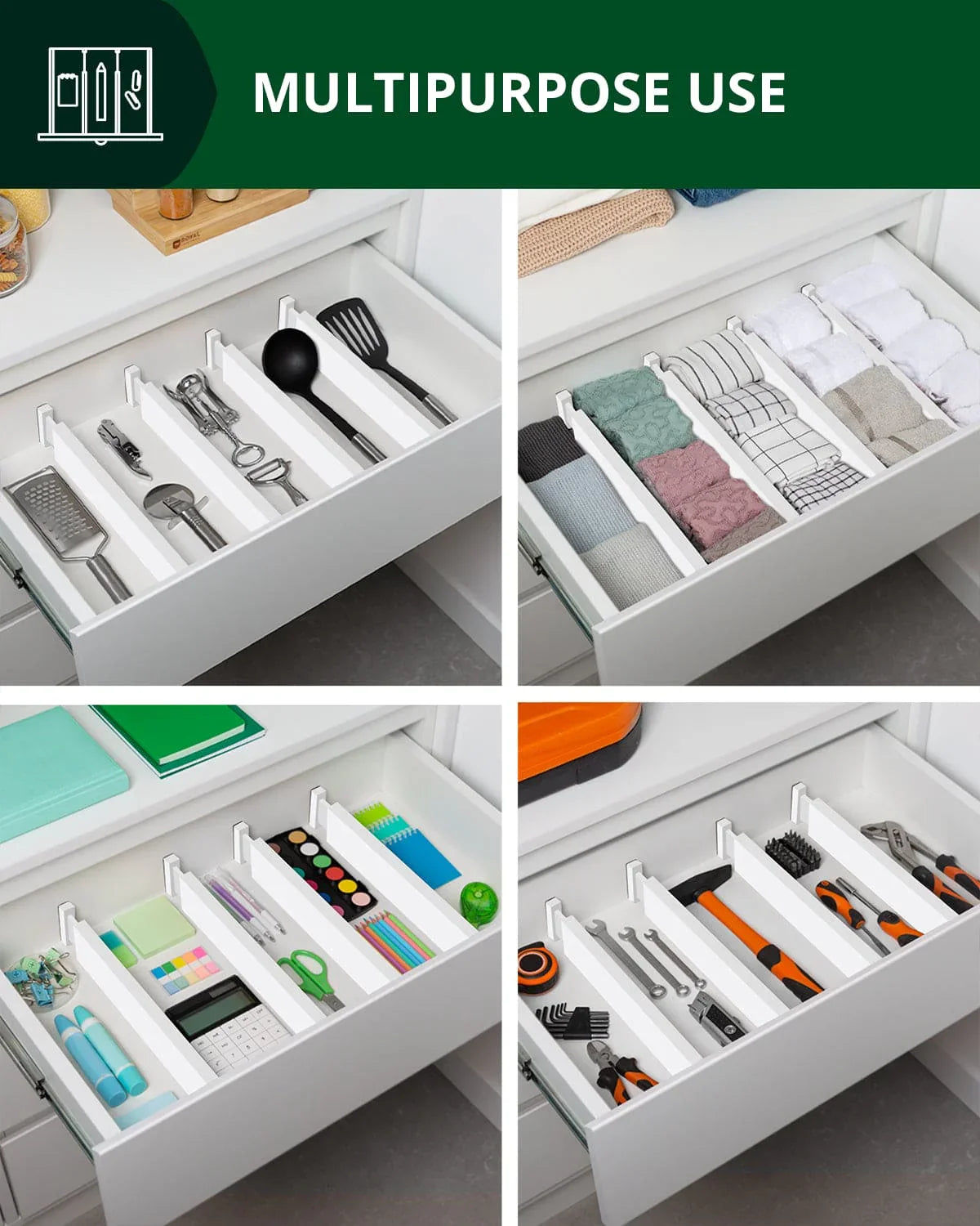 Drawer Dividers 22”, White Royal Craft Wood