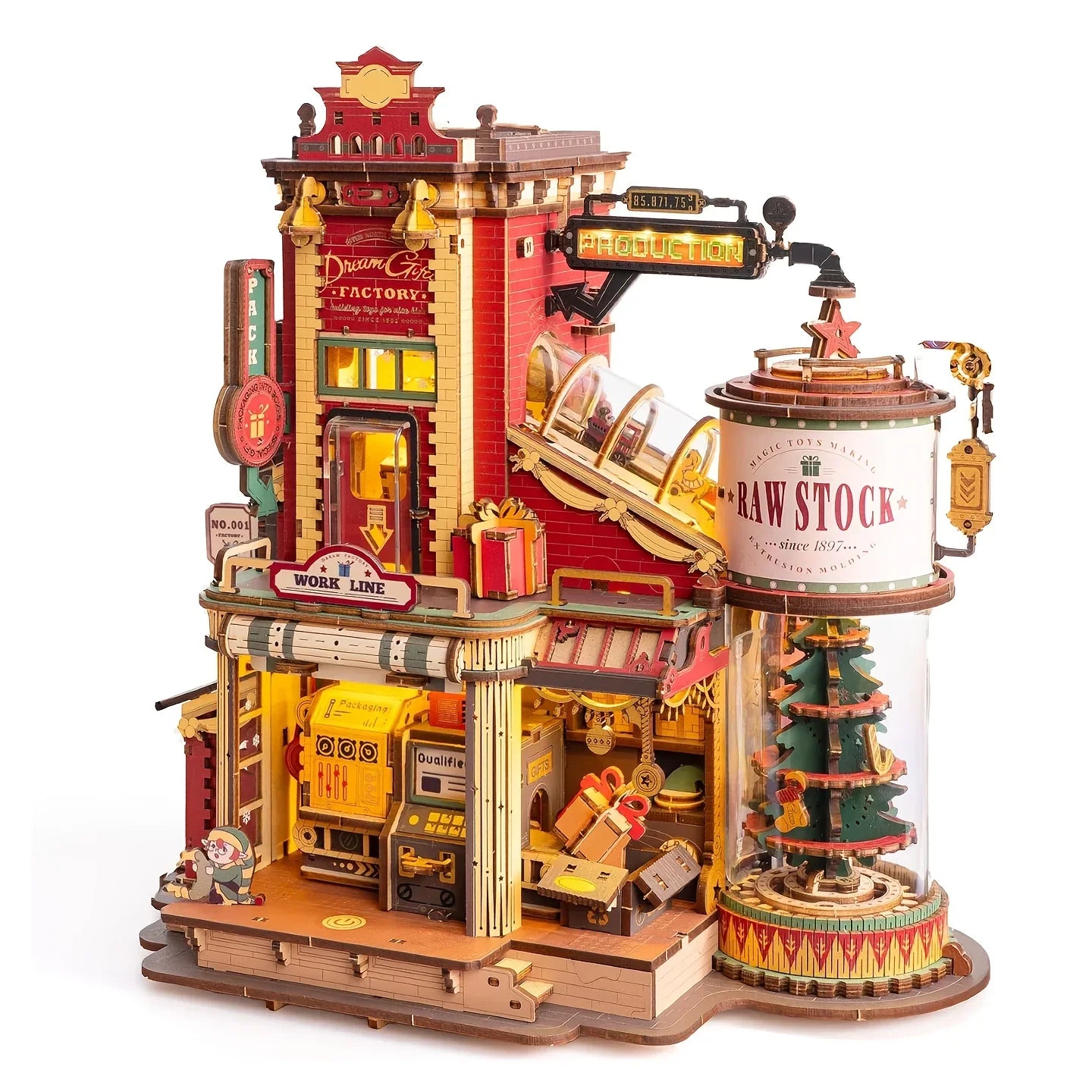 ROKR Dream Gift Factory Christmas Theme Dollhouse Music Box - Handcrafted Miniature Dollhouse with Rotating Carousel, Musical Figurines & Festive Decorations, Interactive Collectible Gift for Adults & Teens, Christmas Decor, House Of Avana