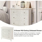 Farmhouse, Lockers, 3-drawer, Bedroom Bedside Table, Fully-assembled Flower Motif Dresser for French... - House Of Avana