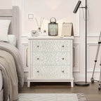 Farmhouse, Lockers, 3-drawer, Bedroom Bedside Table, Fully-assembled Flower Motif Dresser for French... - House Of Avana [[SKU:HOA-DRS-001]]