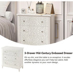 Farmhouse, Lockers, 3-drawer, Bedroom Bedside Table, Fully-assembled Flower Motif Dresser for French... - House Of Avana
