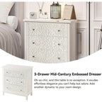 Farmhouse, Lockers, 3-drawer, Bedroom Bedside Table, Fully-assembled Flower Motif Dresser for French... - House Of Avana [[SKU:HOA-DRS-001]]