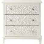 Farmhouse, Lockers, 3-drawer, Bedroom Bedside Table, Fully-assembled Flower Motif Dresser for French... - House Of Avana