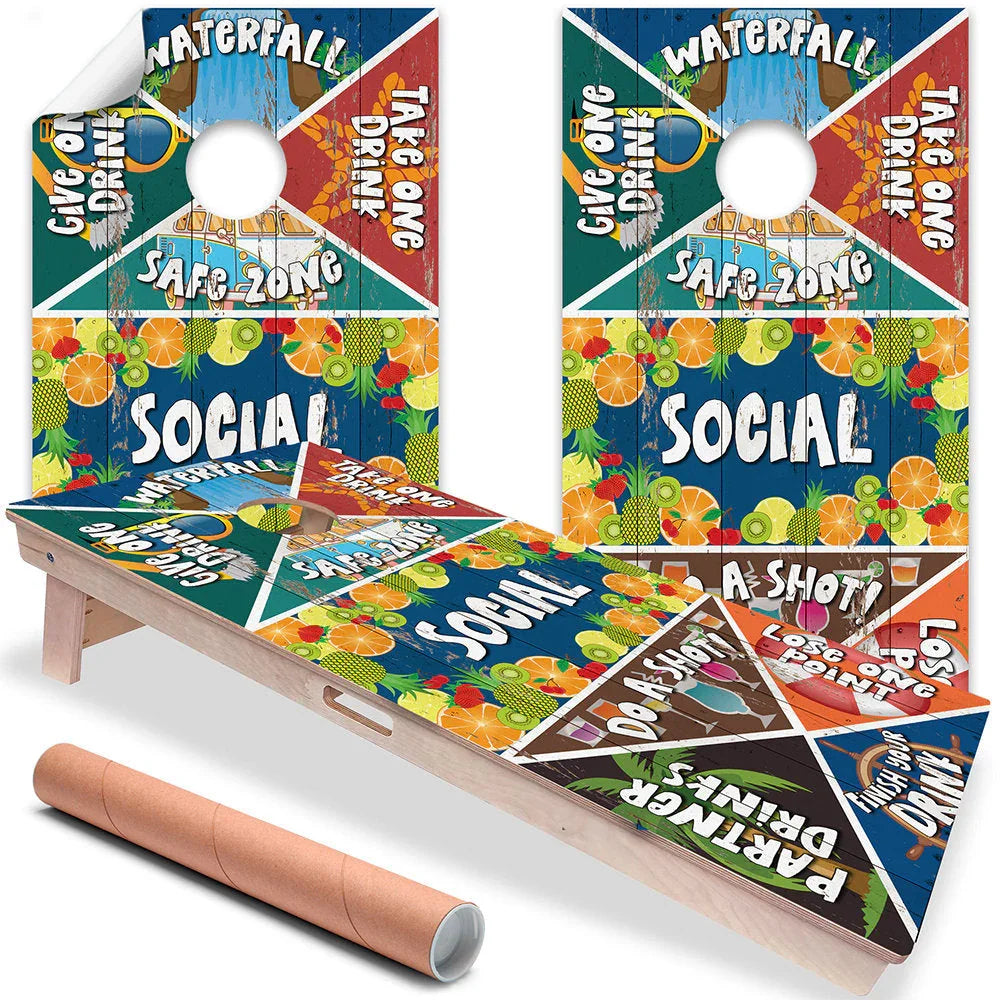Drinking Game Ver 2 - Cornhole Board Wrap - Set of 2 Lone Star Art