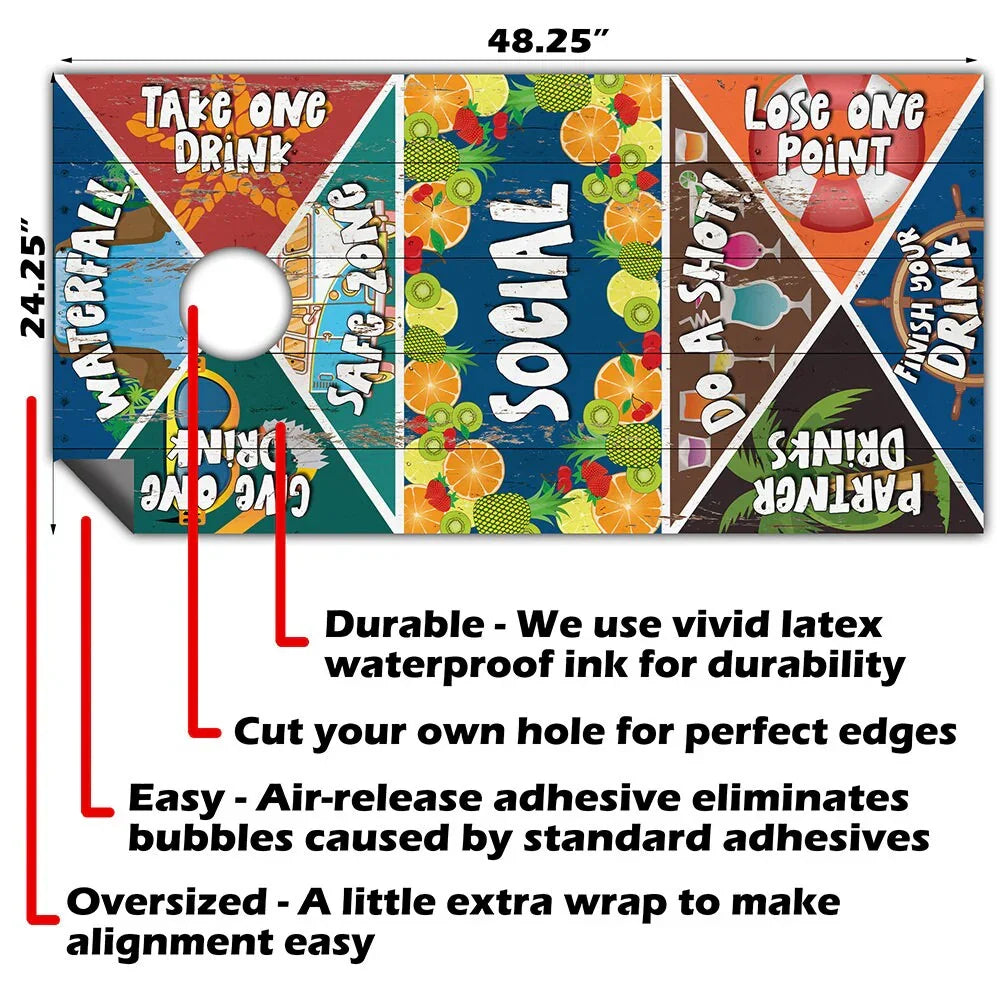Drinking Game Ver 2 - Cornhole Board Wrap - Set of 2 Lone Star Art