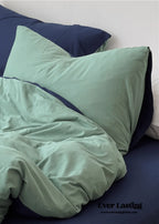 DUO Jersey Knit Bedding Set / Green Blue + Royal Blue Ever Lasting