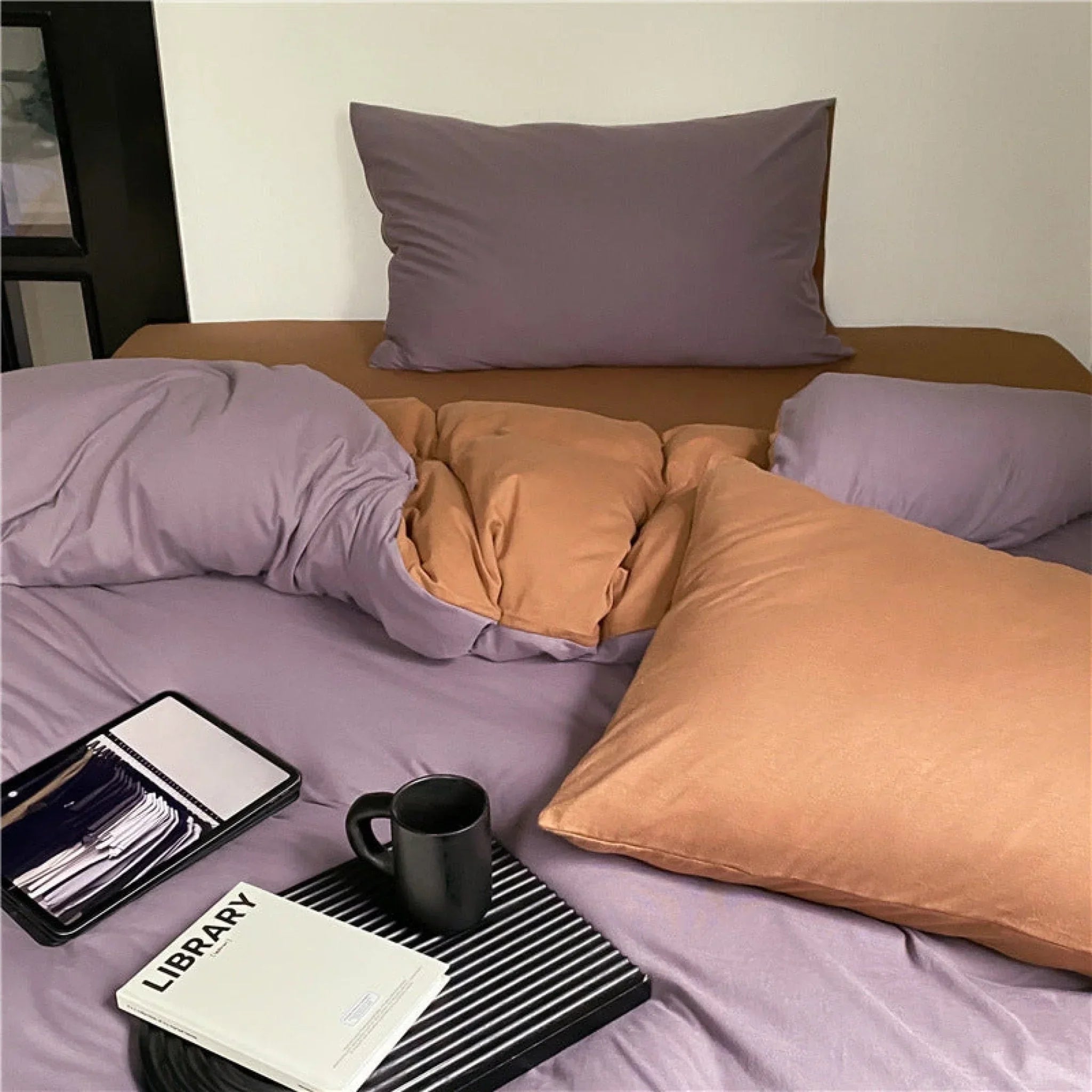 DUO Jersey Knit Bedding Set / Green Blue + Royal Blue Ever Lasting