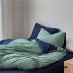 DUO Jersey Knit Bedding Set / Green Blue + Royal Blue Ever Lasting