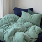 DUO Jersey Knit Bedding Set / Green Blue + Royal Blue Ever Lasting