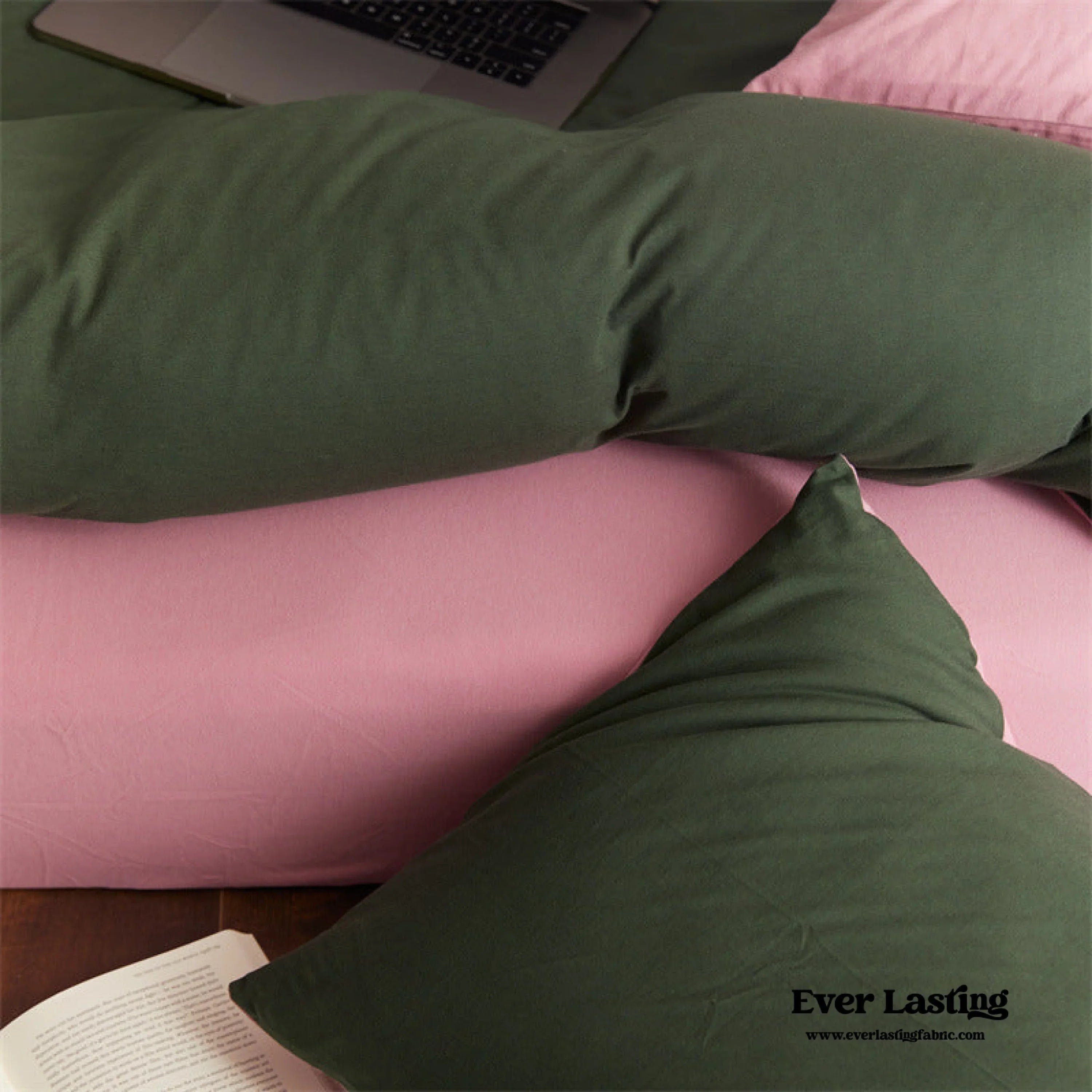 DUO Maximalist Jersey Knit Bedding Set / Green Apple + Gray Ever Lasting