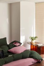 DUO Maximalist Jersey Knit Bedding Set / Green Apple + Gray Ever Lasting