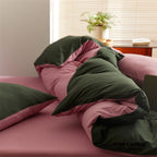 DUO Maximalist Jersey Knit Bedding Set / Green Apple + Gray Ever Lasting