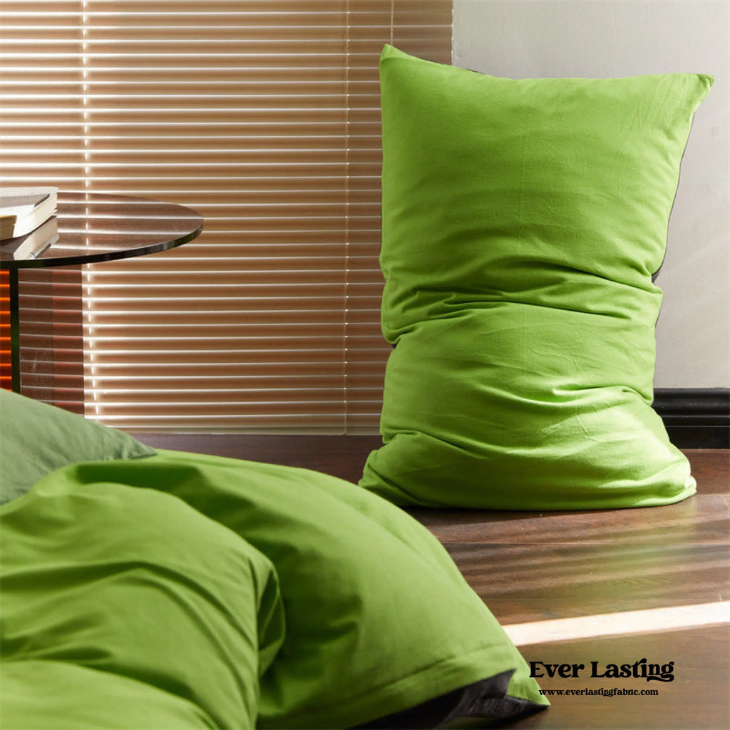 DUO Maximalist Jersey Knit Bedding Set / Green Apple + Gray Ever Lasting