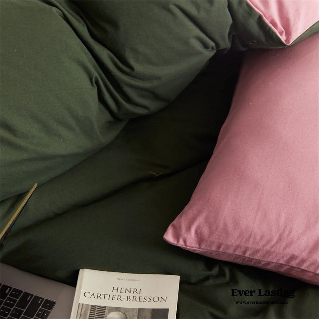 DUO Maximalist Jersey Knit Bedding Set / Green Apple + Gray Ever Lasting