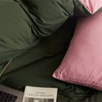 DUO Maximalist Jersey Knit Bedding Set / Green Apple + Gray Ever Lasting
