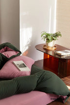 DUO Maximalist Jersey Knit Bedding Set / Green Apple + Gray Ever Lasting