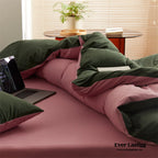 DUO Maximalist Jersey Knit Bedding Set / Green Apple + Gray Ever Lasting