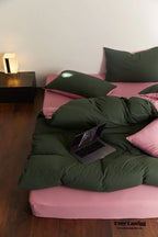 DUO Maximalist Jersey Knit Bedding Set / Green Apple + Gray Ever Lasting