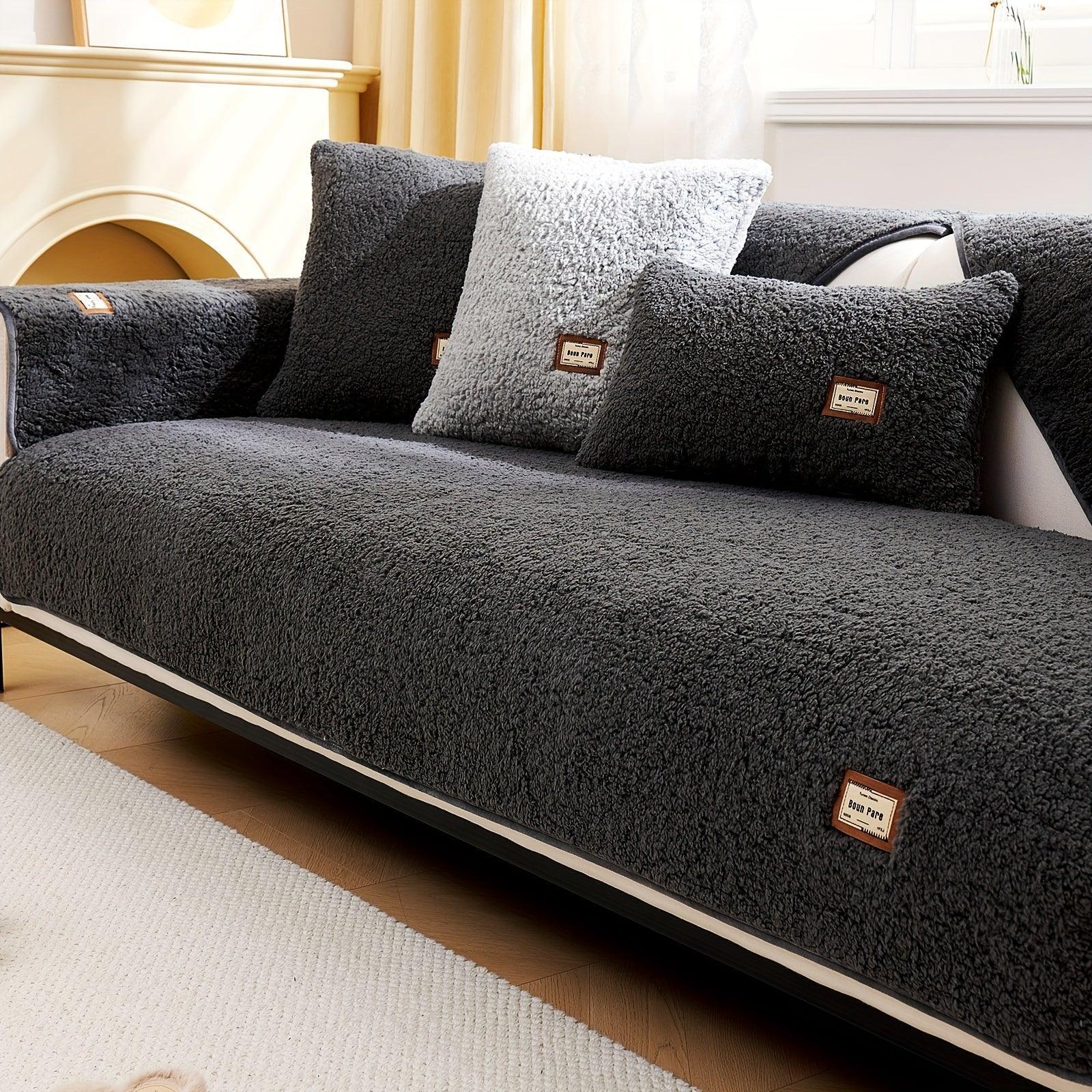 Durable Cushion Couch Cover | High-quality Plush Sherpa Sofa Cover - House Of Avana