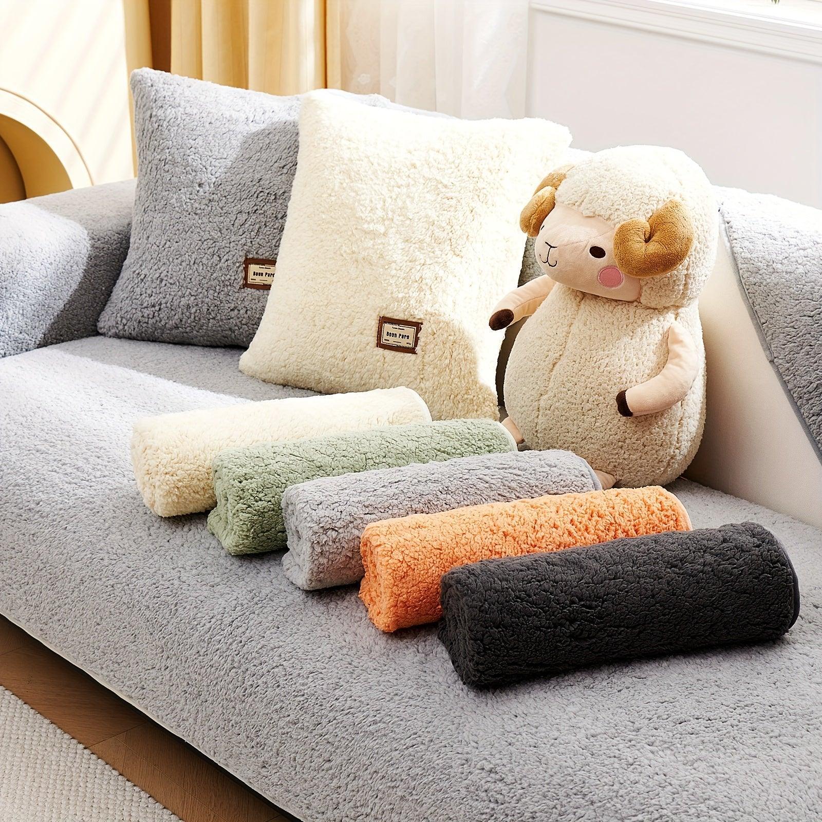 Durable Cushion Couch Cover | High-quality Plush Sherpa Sofa Cover - House Of Avana