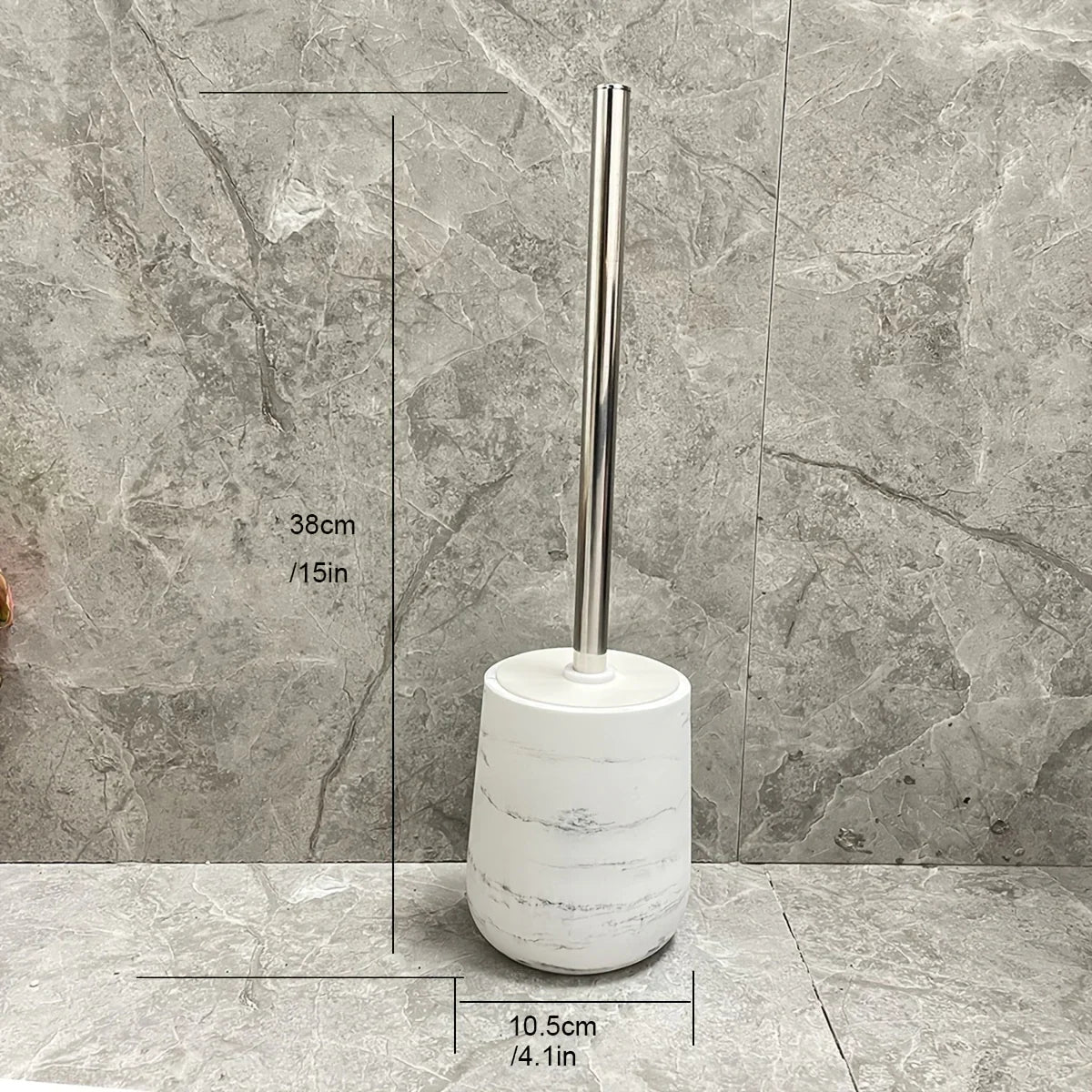 Durable Marble Like Toilet Brush with Holder, Long Handle Cleaning Brush, Splash Cover, Toilet Bowl... - House Of Avana [[SKU:HOA-TWR-009]]
