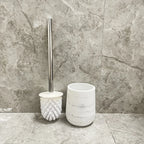 Durable Marble Like Toilet Brush with Holder, Long Handle Cleaning Brush, Splash Cover, Toilet Bowl... - House Of Avana