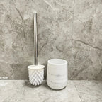 Durable Marble Like Toilet Brush with Holder, Long Handle Cleaning Brush, Splash Cover, Toilet Bowl... - House Of Avana [[SKU:HOA-TWR-009]]