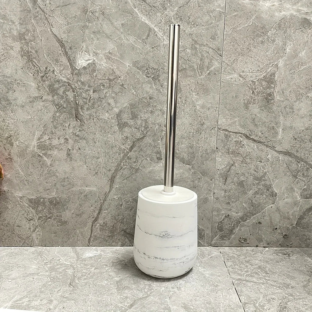 Durable Marble Like Toilet Brush with Holder, Long Handle Cleaning Brush, Splash Cover, Toilet Bowl... - House Of Avana [[SKU:HOA-TWR-009]]