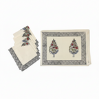 Dusty Blue & Rose handmade cotton napkins folded and stacked | India natural colors hand block table runners napkins table mats Jaipur handmade aesthetics handicraft | House of Avana