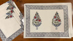 Dusty Blue & Rose Sanganer hand block printed table mats and napkins | Jaipur handicraft aesthetics handmade table runners napkins table mats India natural colors hand block | House of Avana [[SKU:HOA-TR-DBRP-008]]