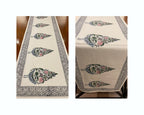 Dusty Blue & Rose Sanganer handmade cotton table runner | handmade Jaipur handicraft table runners table mats napkins hand block India natural colors aesthetics | House of Avana