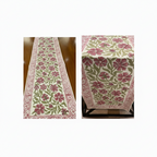 Dusty Rose & Sage Green handmade 13-piece cotton table linen set | handmade Jaipur handicraft table runners table mats napkins hand block India natural colors aesthetics | House of Avana